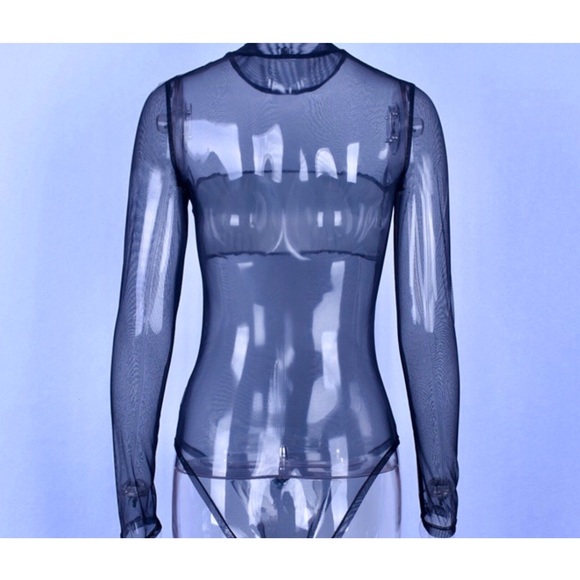 Black, Mesh & Flash Gray Body Suit - Picture 7 of 8